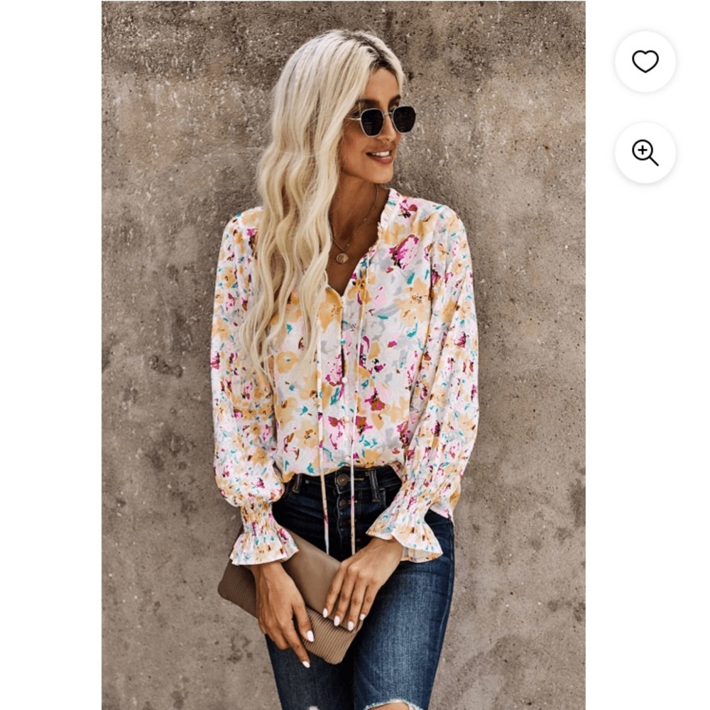 NWT CDM floral blouse size M